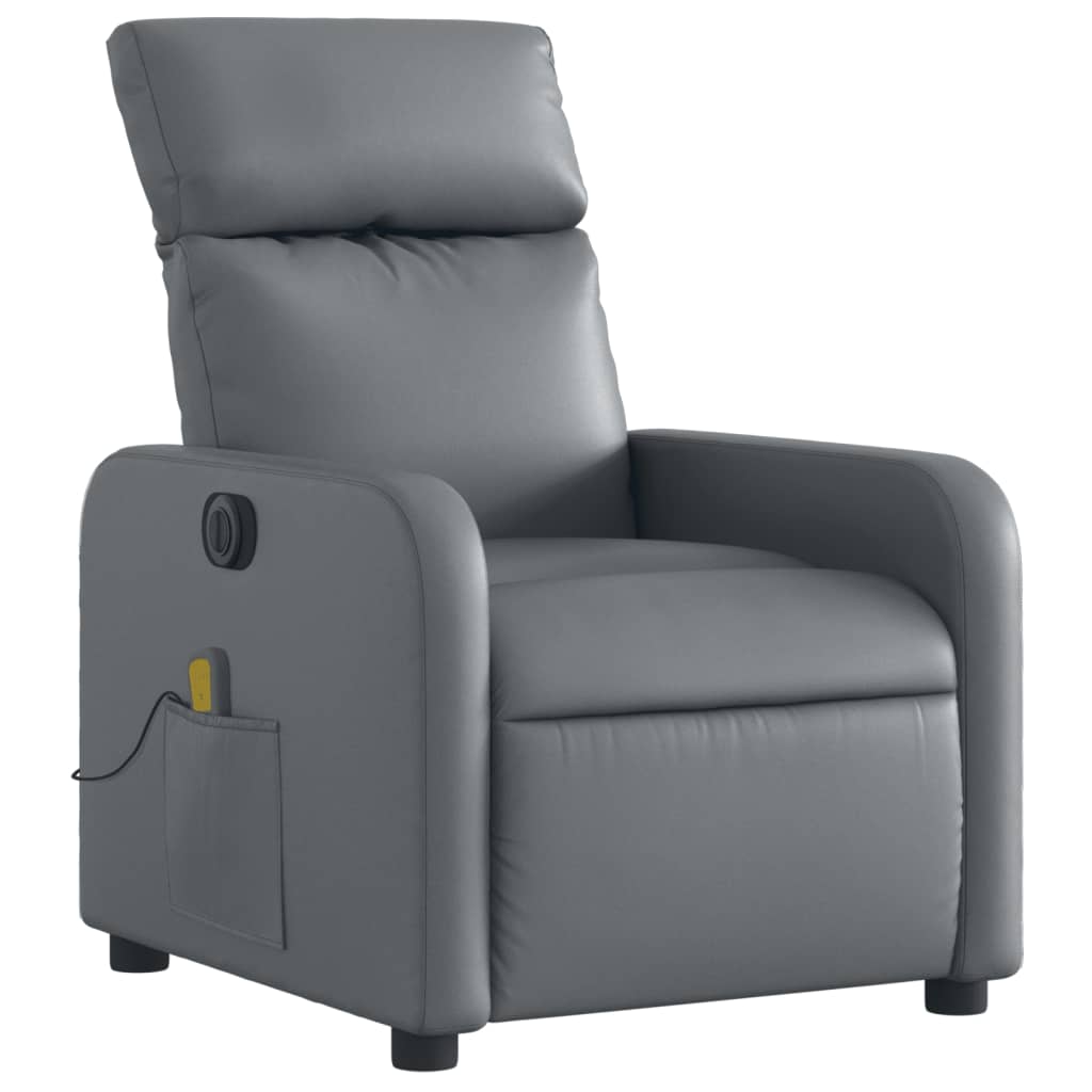 Fauteuil de massage inclinable électrique gris similicuir Fauteuils vidaXL   