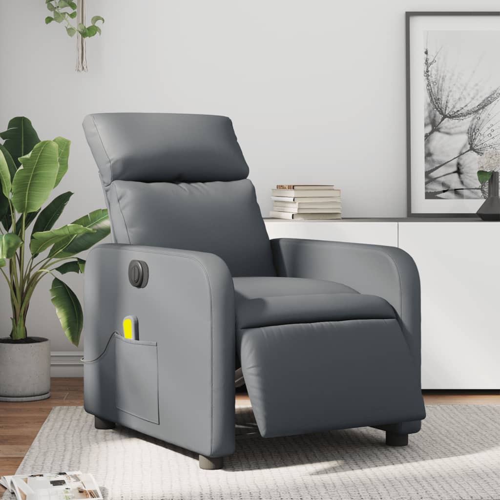 Fauteuil de massage inclinable électrique gris similicuir Fauteuils vidaXL   