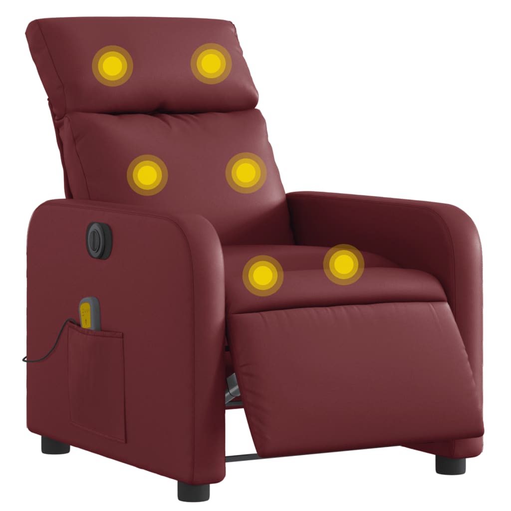 Fauteuil de massage inclinable électrique rouge bordeaux Fauteuils vidaXL   