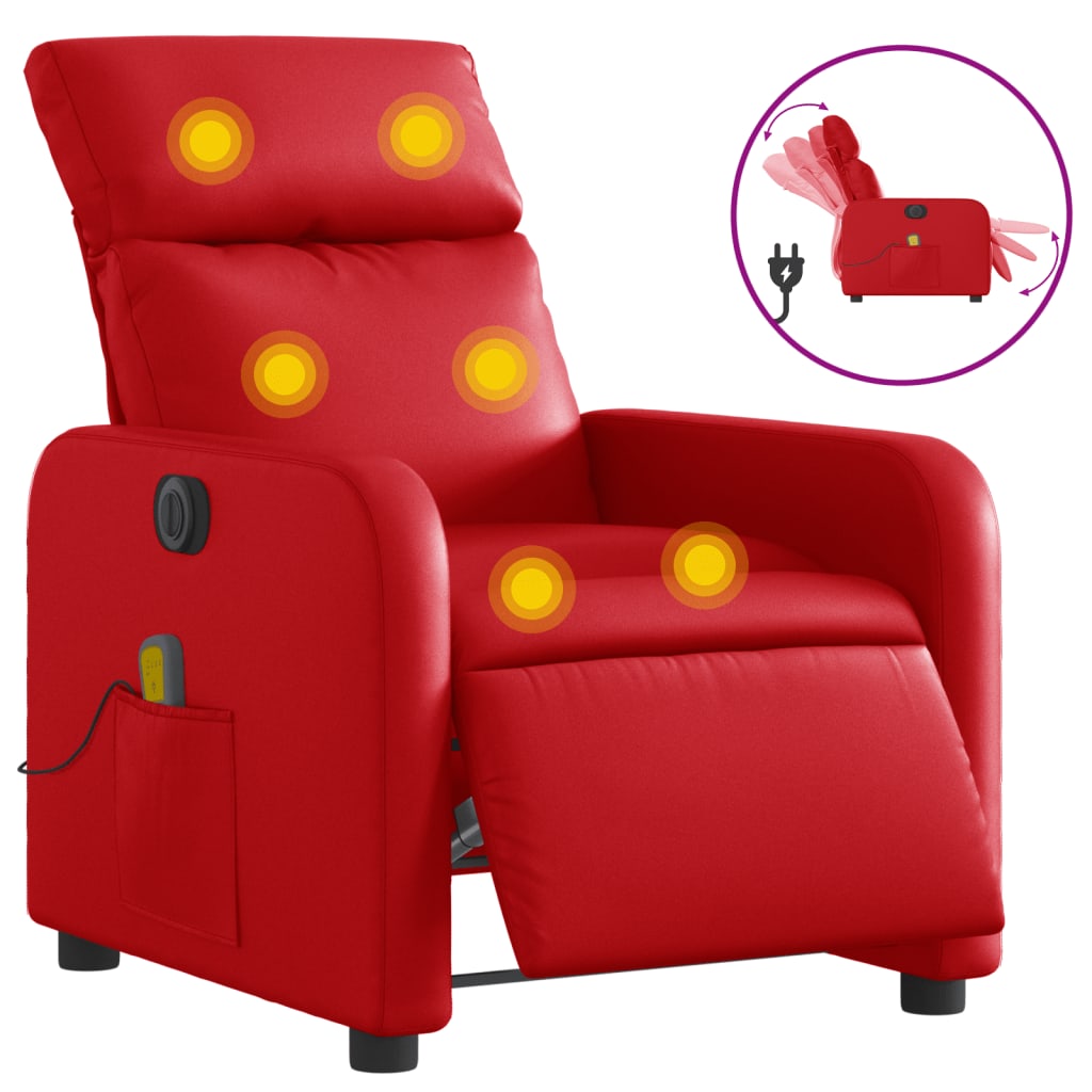 Fauteuil de massage inclinable électrique rouge similicuir Fauteuils vidaXL   