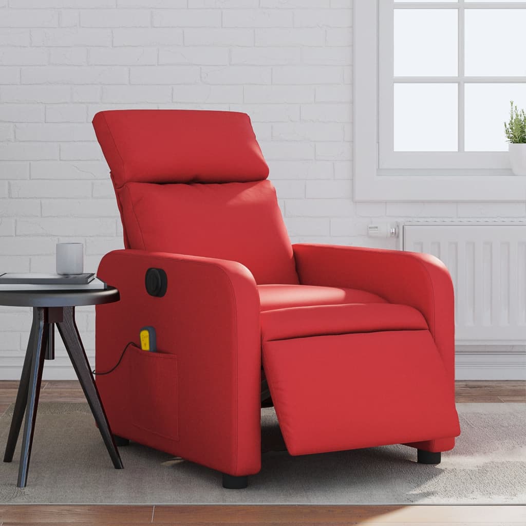 Fauteuil de massage inclinable électrique rouge similicuir Fauteuils vidaXL   