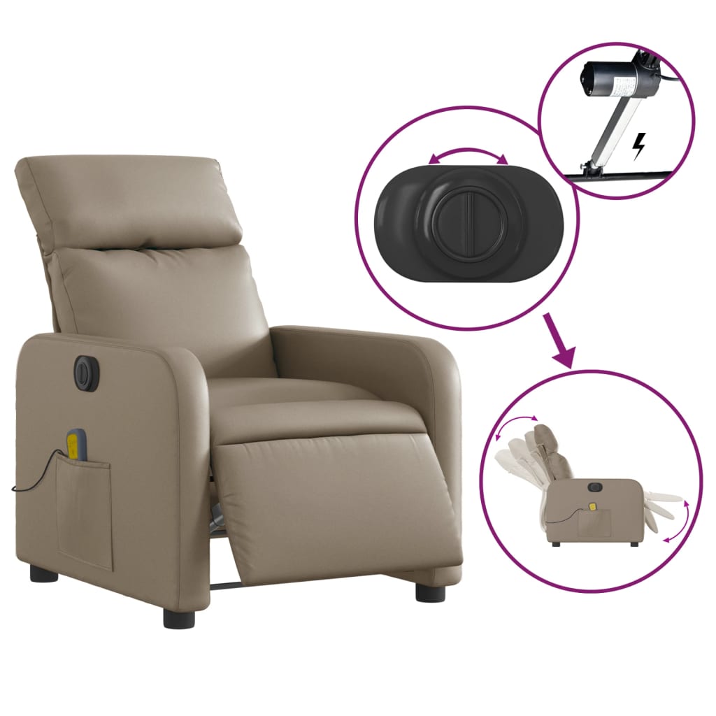 Fauteuil de massage inclinable électrique cappuccino similicuir Fauteuils vidaXL   