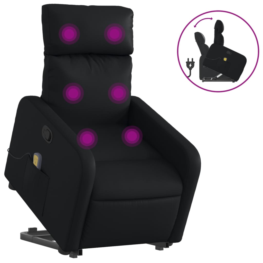 Fauteuil inclinable de massage Noir Similicuir Fauteuils vidaXL   