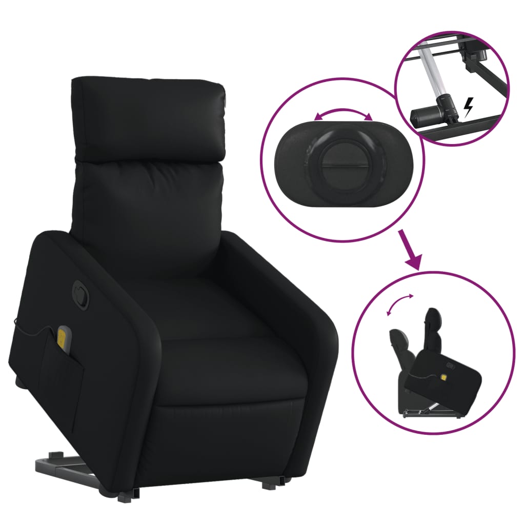 Fauteuil inclinable de massage Noir Similicuir Fauteuils vidaXL   