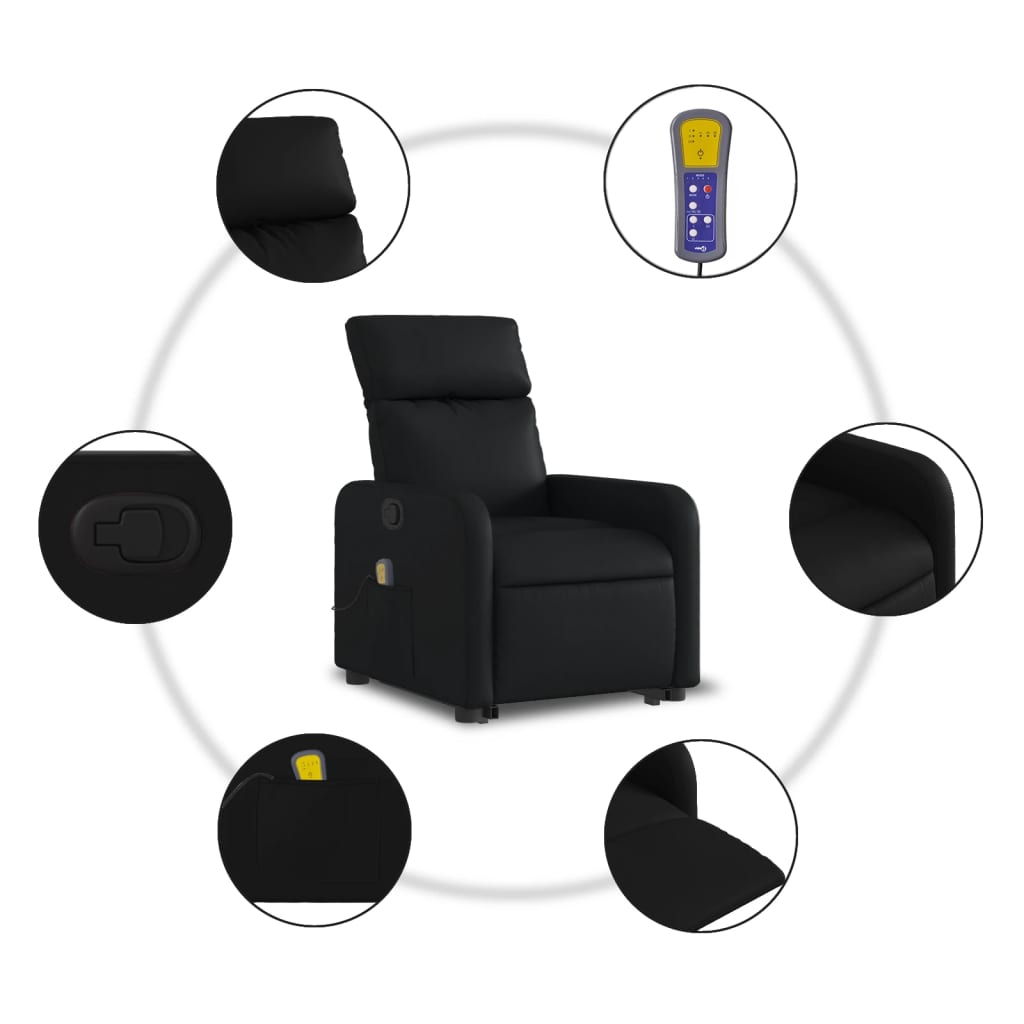 Fauteuil inclinable de massage Noir Similicuir Fauteuils vidaXL   