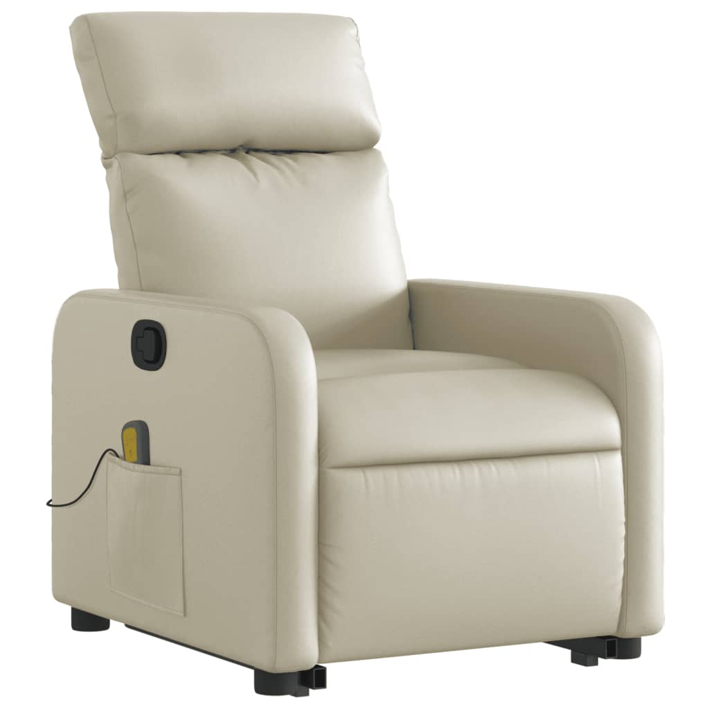 Fauteuil inclinable de massage Crème Similicuir Fauteuils vidaXL   