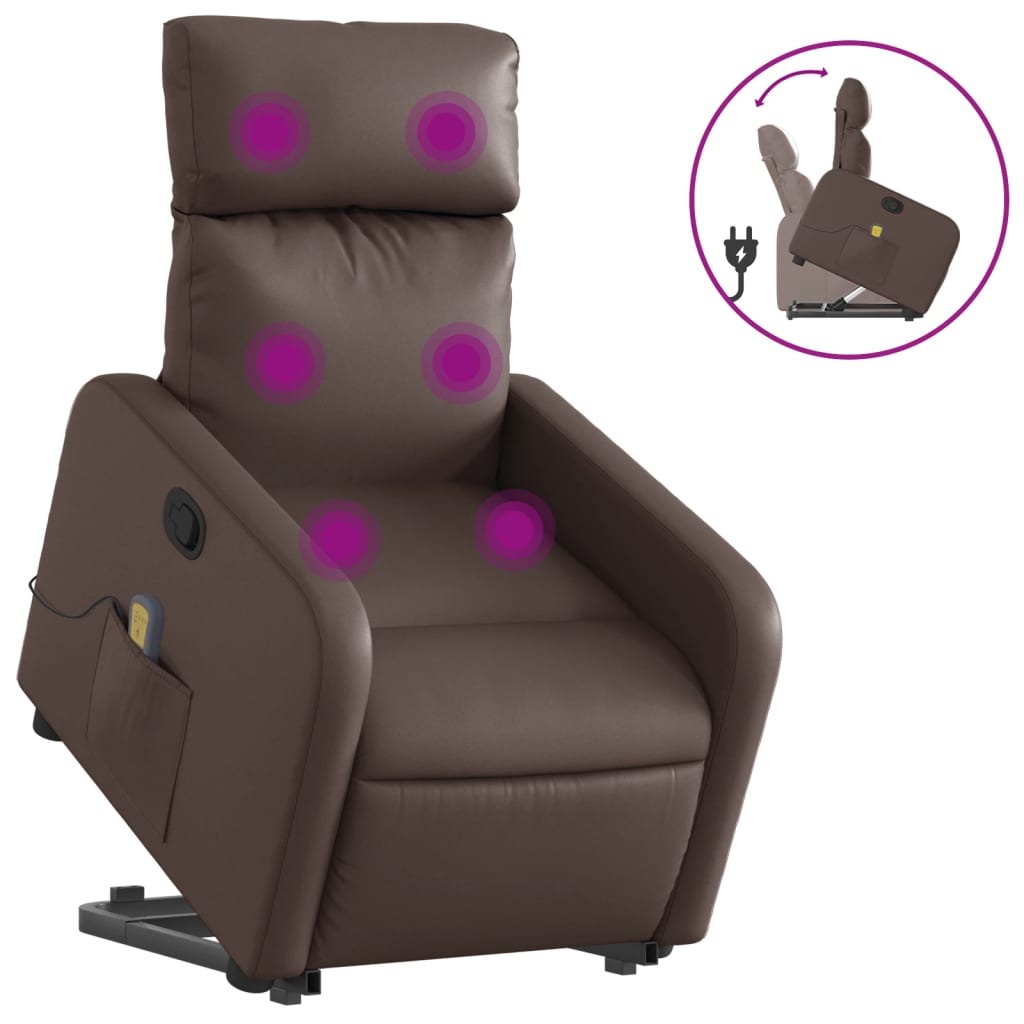 Fauteuil inclinable de massage Marron Similicuir Fauteuils vidaXL   