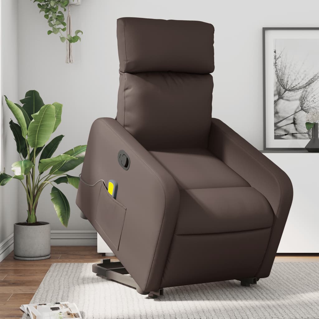 Fauteuil inclinable de massage Marron Similicuir Fauteuils vidaXL   