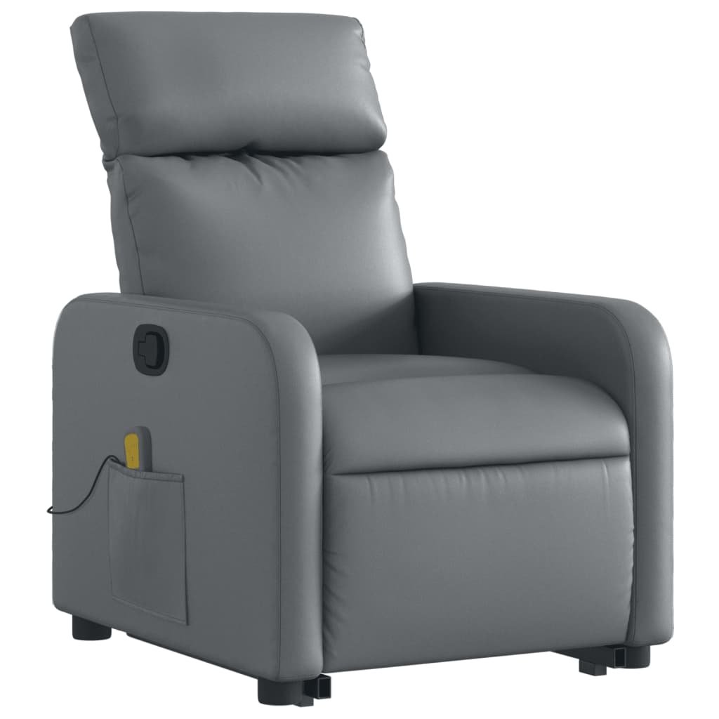 Fauteuil inclinable de massage Gris Similicuir Fauteuils vidaXL   