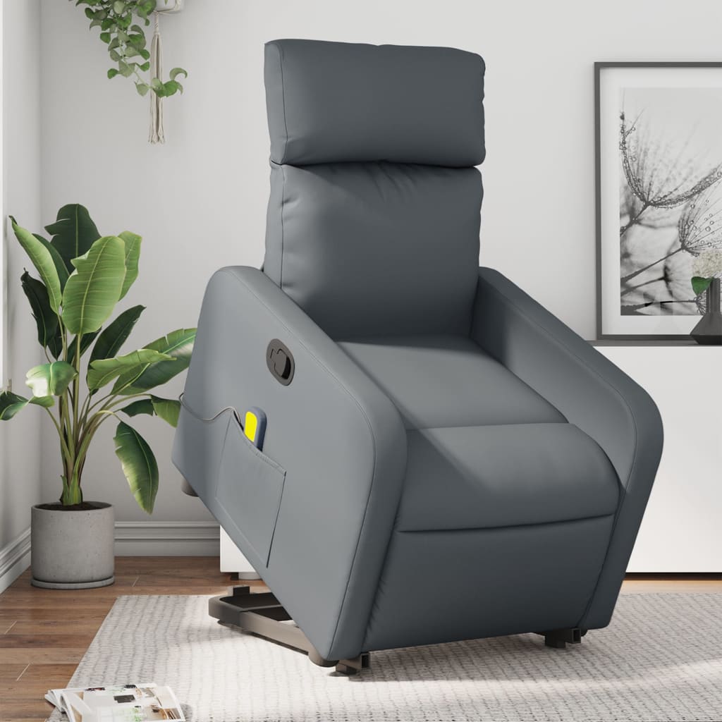 Fauteuil inclinable de massage Gris Similicuir Fauteuils vidaXL   