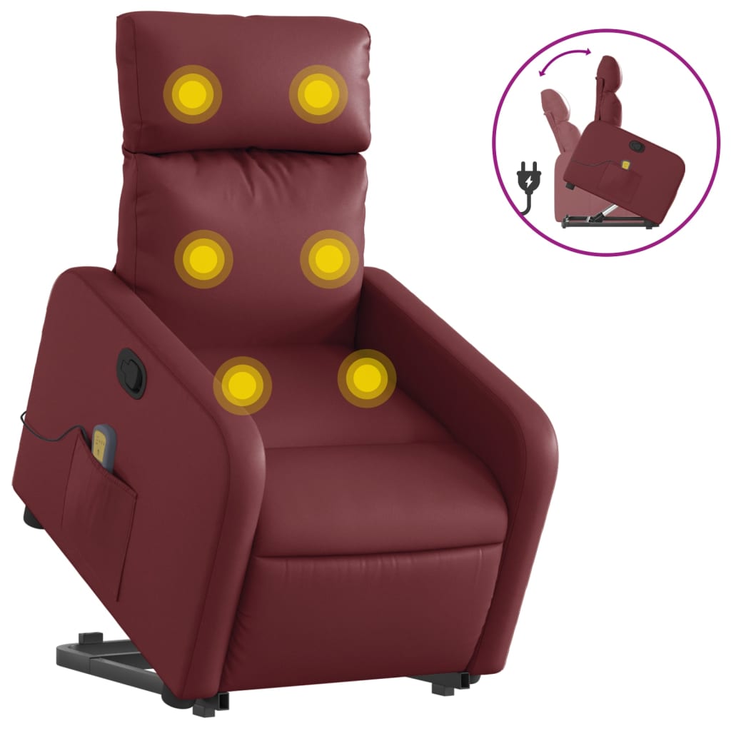 Fauteuil inclinable de massage Rouge bordeaux Similicuir Fauteuils vidaXL   