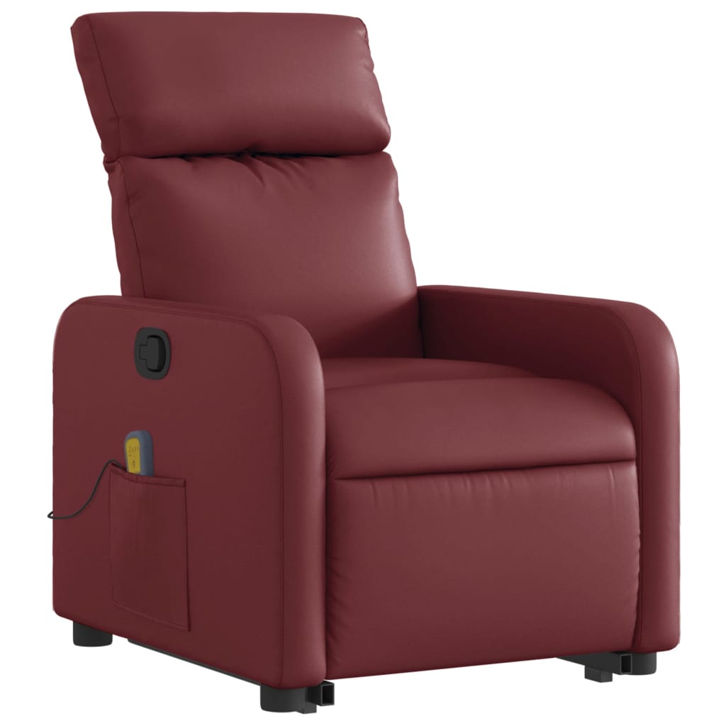 Fauteuil inclinable de massage Rouge bordeaux Similicuir Fauteuils vidaXL   