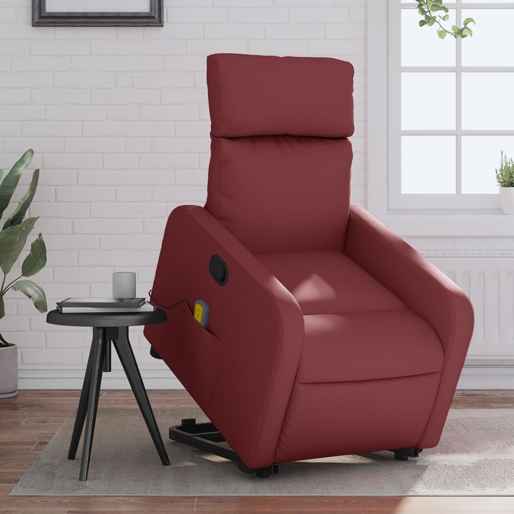 Fauteuil inclinable de massage Rouge bordeaux Similicuir Fauteuils vidaXL   