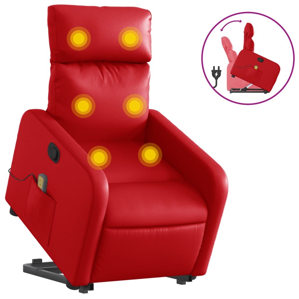 Fauteuil inclinable de massage Rouge Similicuir Fauteuils vidaXL   