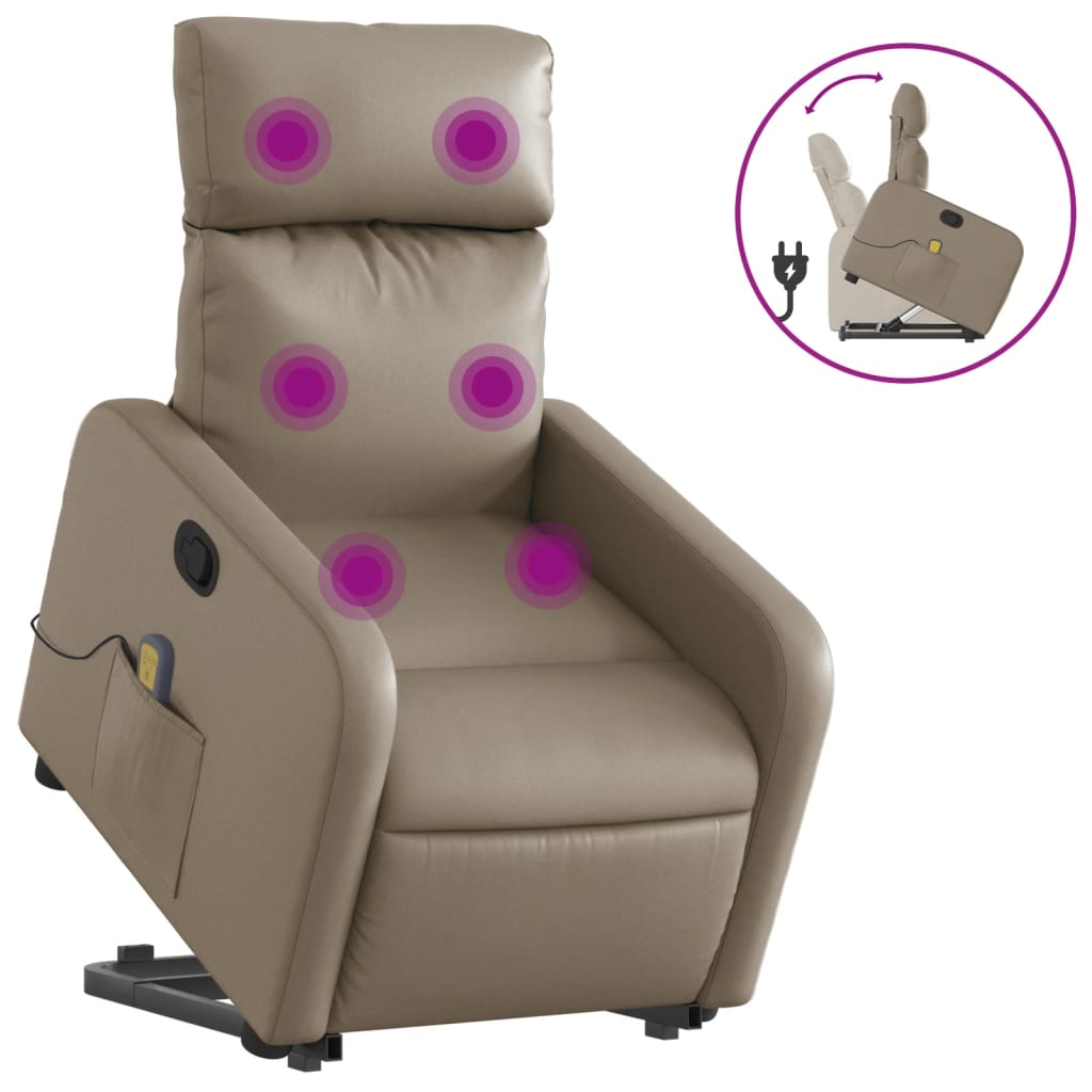 Fauteuil inclinable de massage Cappuccino Similicuir Fauteuils vidaXL   