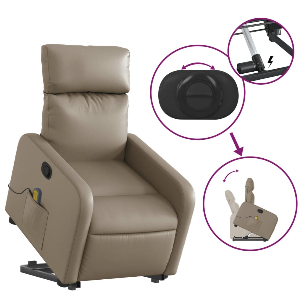 Fauteuil inclinable de massage Cappuccino Similicuir Fauteuils vidaXL   