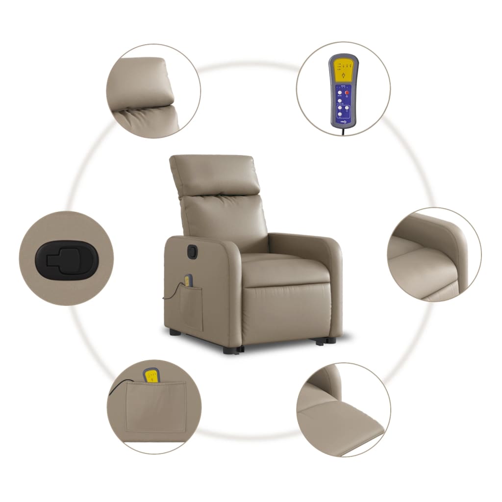 Fauteuil inclinable de massage Cappuccino Similicuir Fauteuils vidaXL   