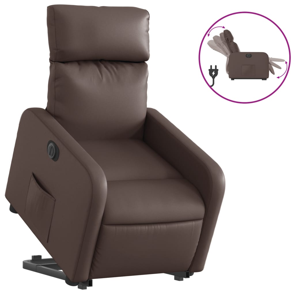 Fauteuil inclinable électrique marron similicuir Fauteuils vidaXL   