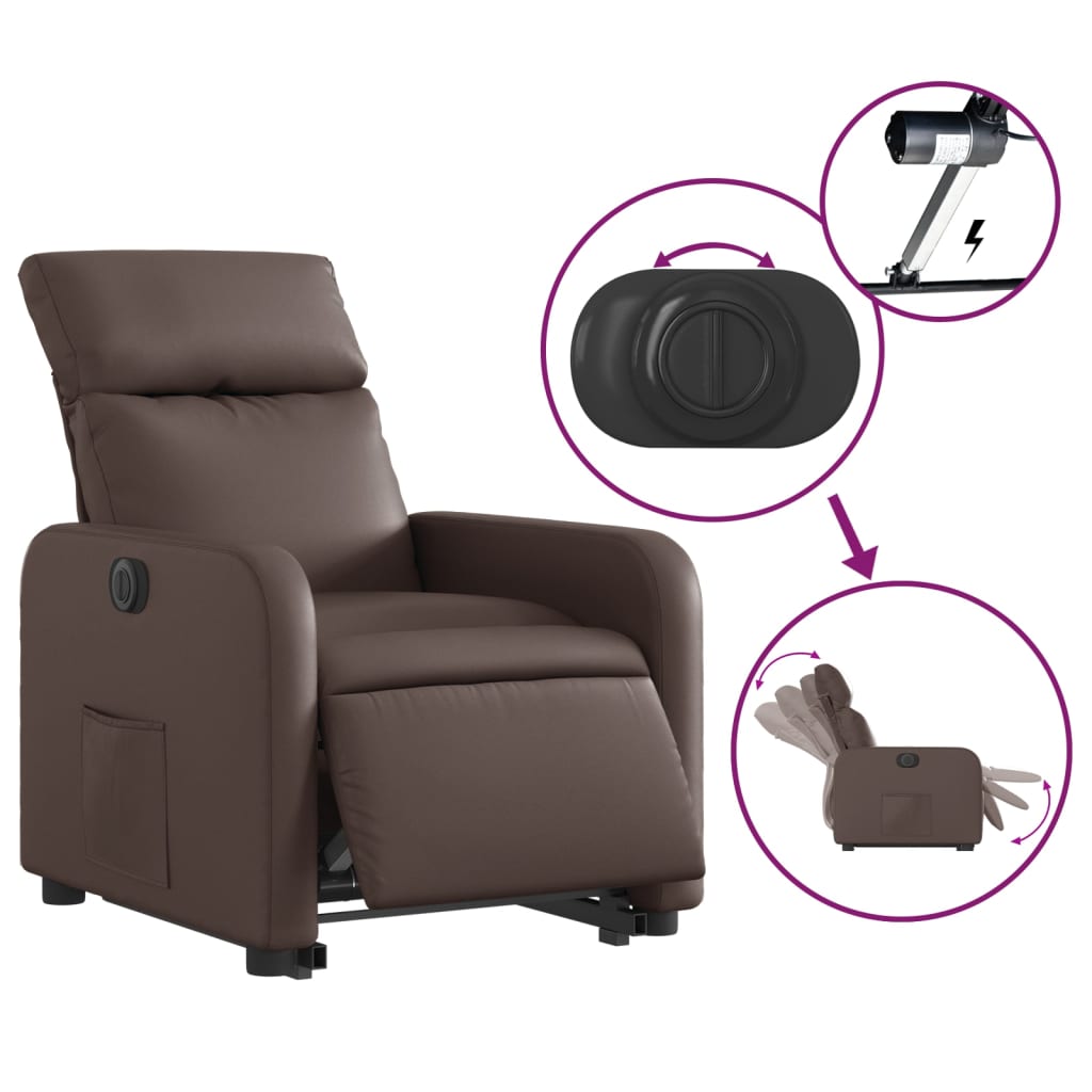 Fauteuil inclinable électrique marron similicuir Fauteuils vidaXL   