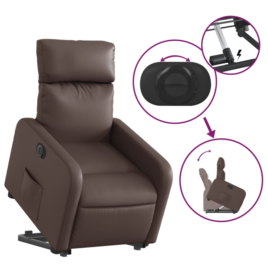 Fauteuil inclinable électrique marron similicuir Fauteuils vidaXL   