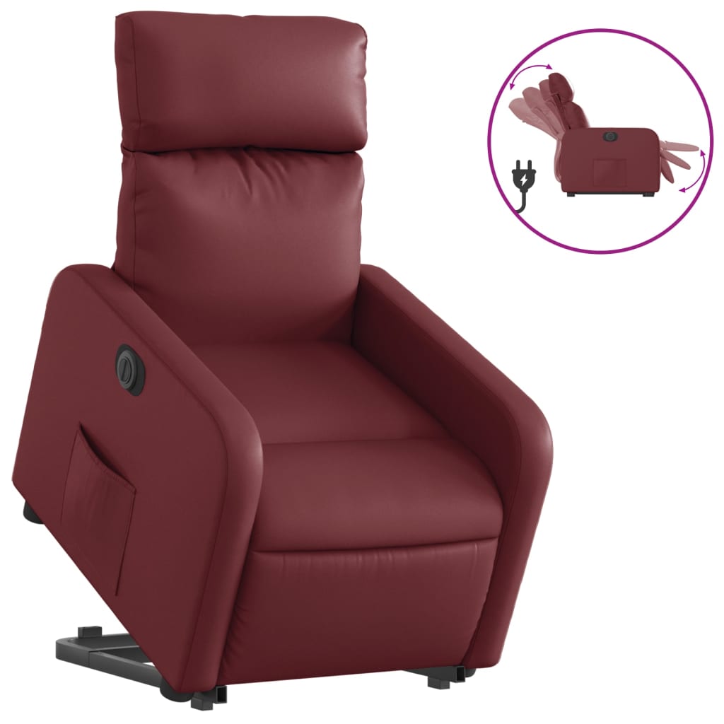 Fauteuil inclinable électrique rouge bordeaux similicuir Fauteuils vidaXL   