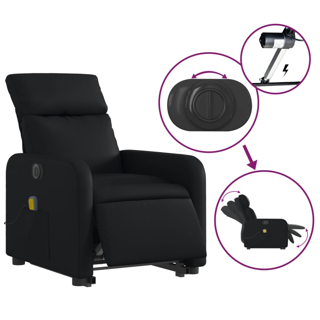 Fauteuil inclinable de massage électrique noir similicuir Fauteuils vidaXL   