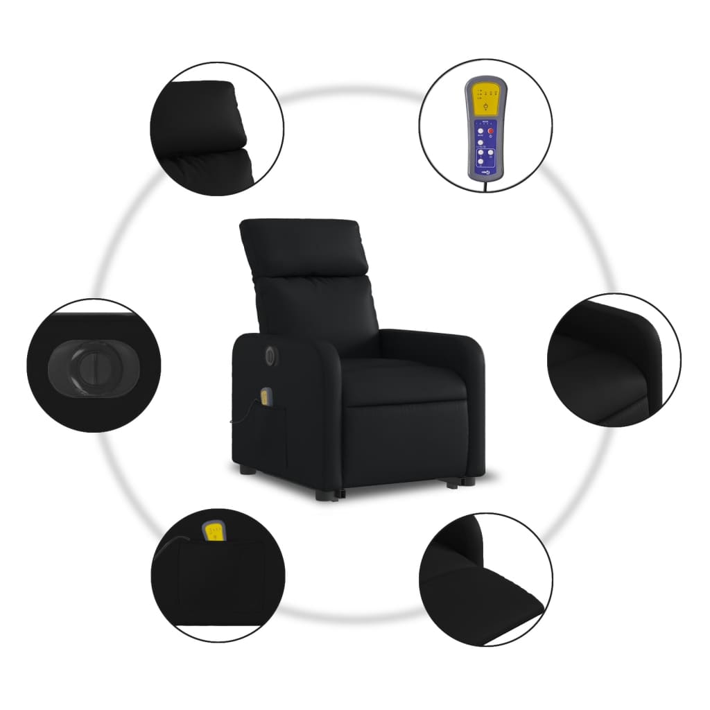 Fauteuil inclinable de massage électrique noir similicuir Fauteuils vidaXL   