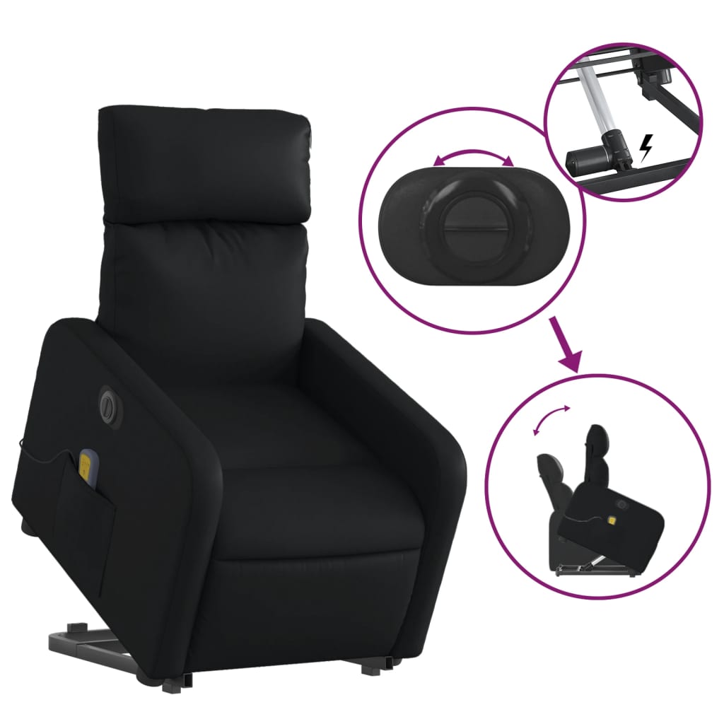 Fauteuil inclinable de massage électrique noir similicuir Fauteuils vidaXL   