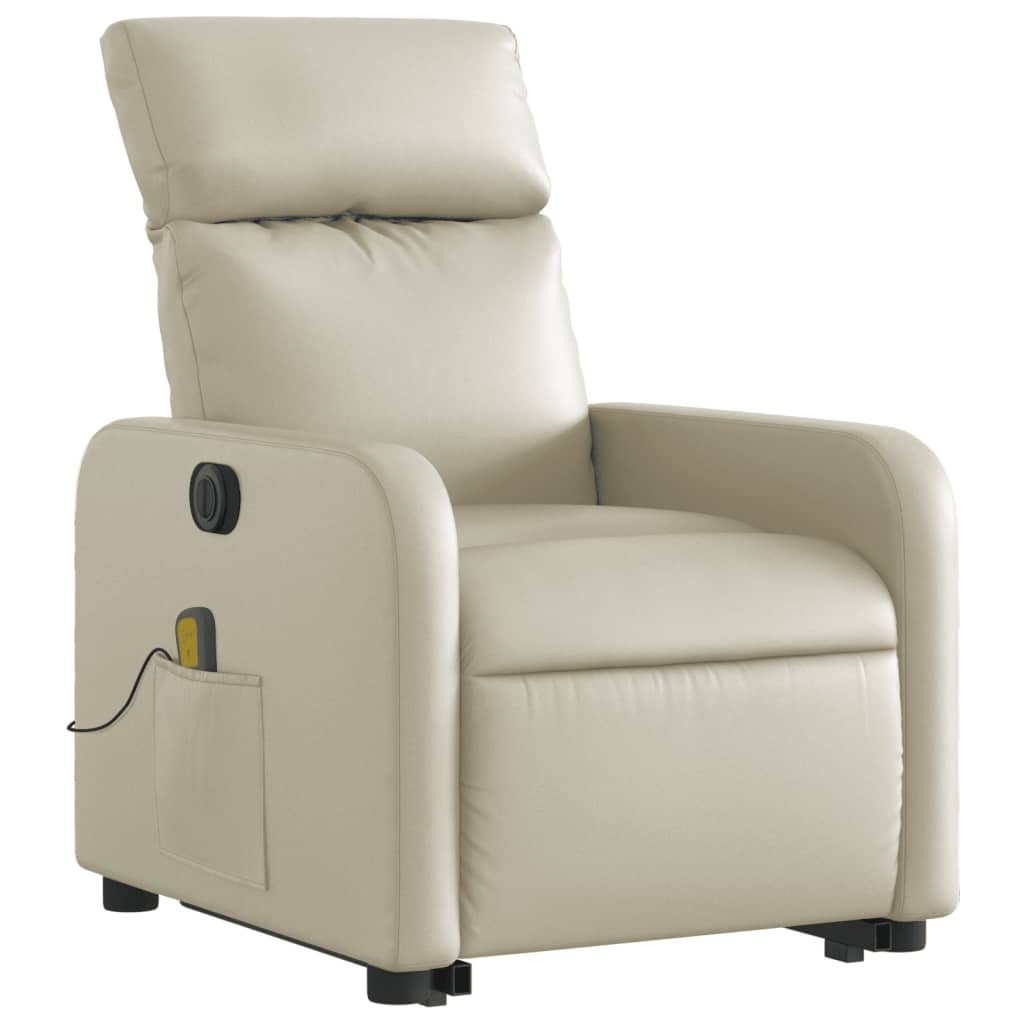 Fauteuil inclinable de massage électrique crème similicuir Fauteuils vidaXL   