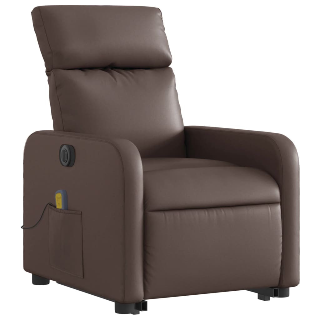 Fauteuil inclinable de massage électrique marron similicuir Fauteuils vidaXL   