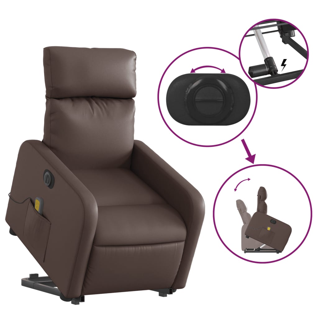 Fauteuil inclinable de massage électrique marron similicuir Fauteuils vidaXL   