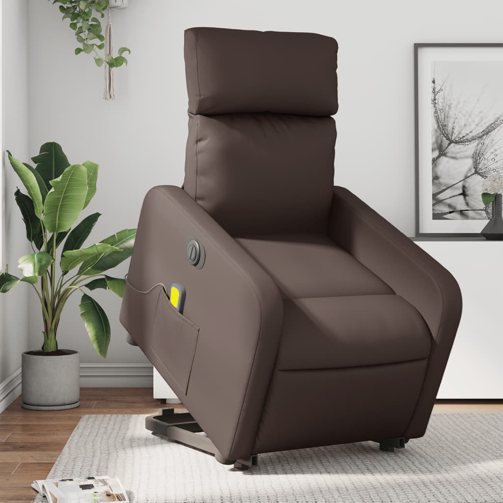 Fauteuil inclinable de massage électrique marron similicuir Fauteuils vidaXL   