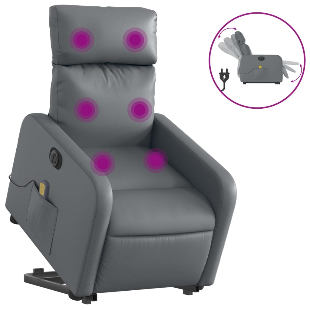 Fauteuil inclinable de massage électrique gris similicuir Fauteuils vidaXL   