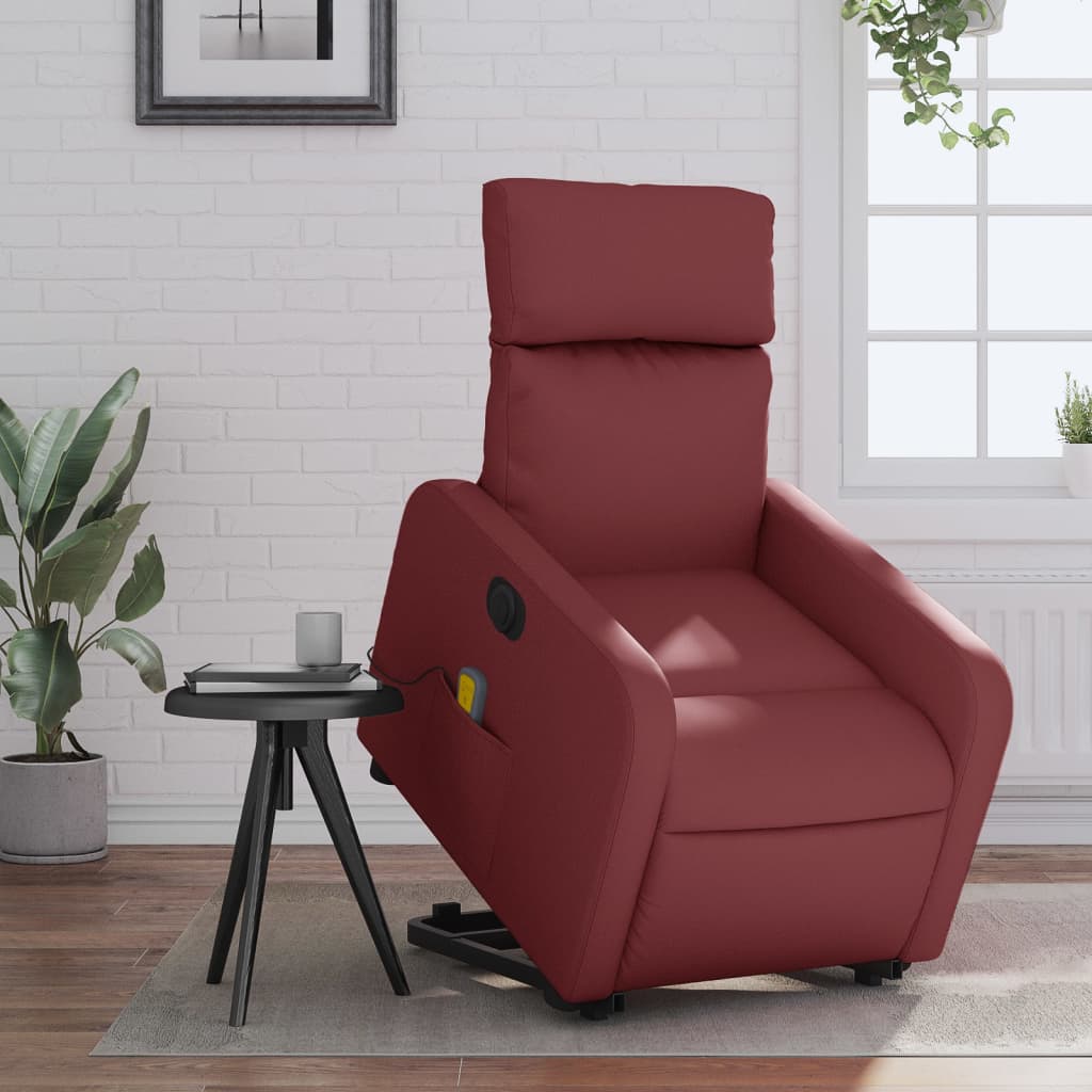 Fauteuil inclinable de massage électrique rouge bordeaux Fauteuils vidaXL   