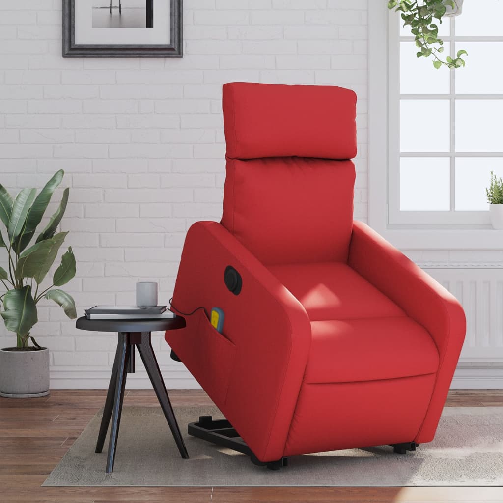 Fauteuil inclinable de massage électrique rouge similicuir Fauteuils vidaXL   