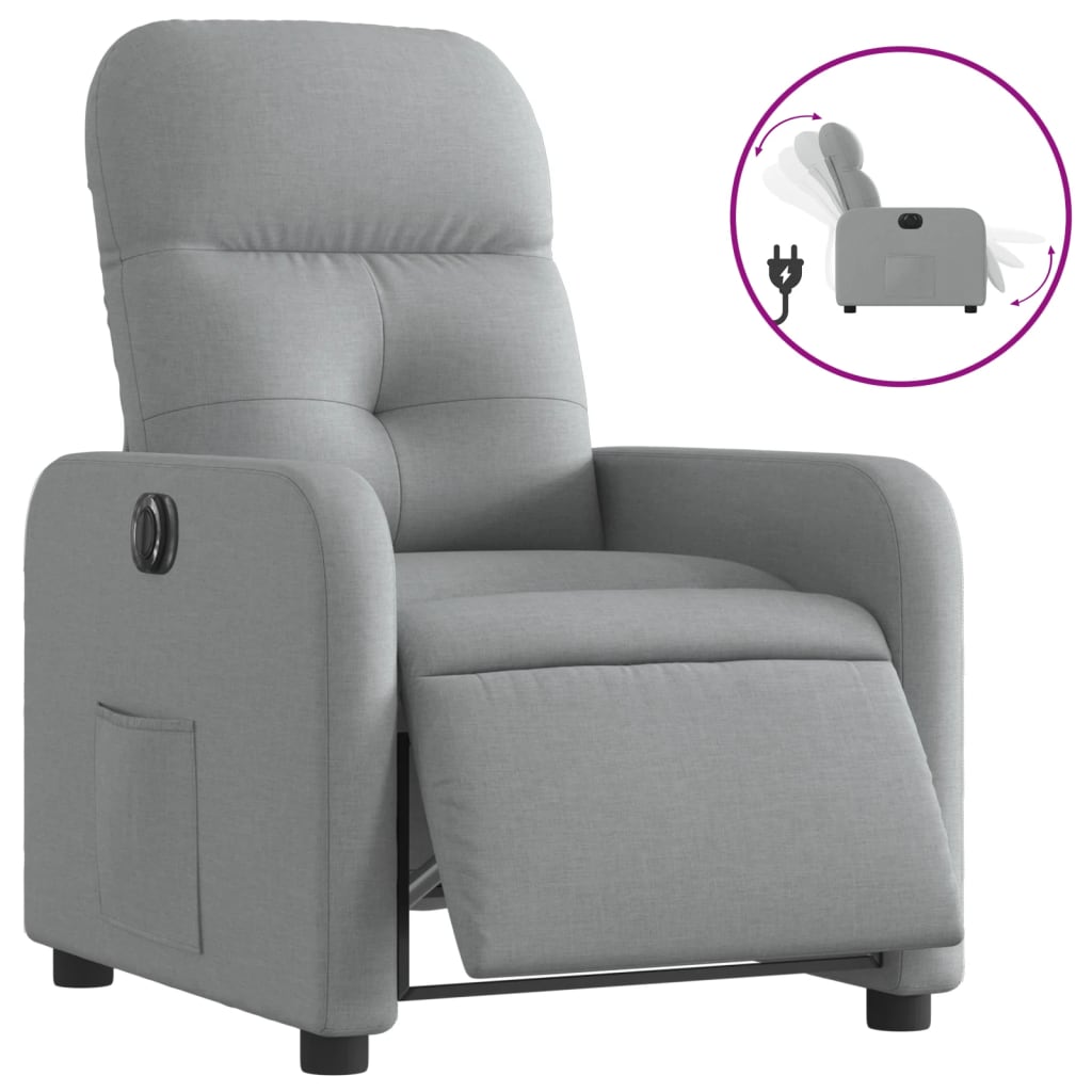 Fauteuil inclinable électrique Gris clair Tissu Fauteuils vidaXL   