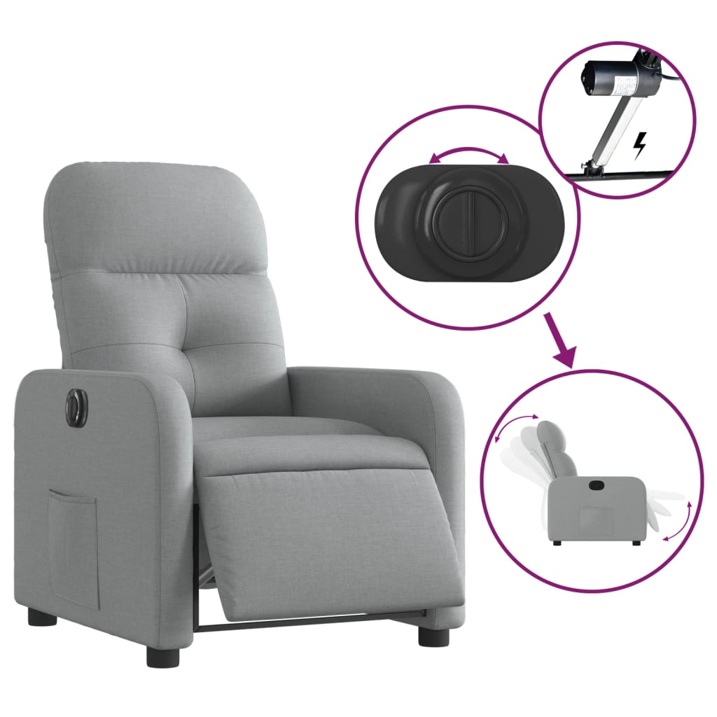 Fauteuil inclinable électrique Gris clair Tissu Fauteuils vidaXL   