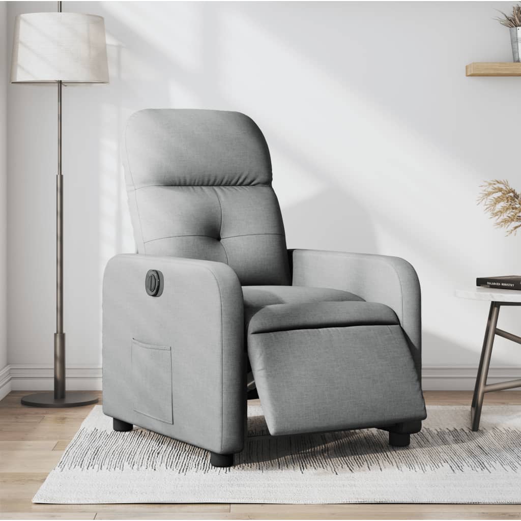 Fauteuil inclinable électrique Gris clair Tissu Fauteuils vidaXL   