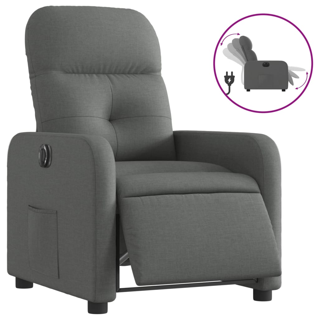 Fauteuil inclinable électrique Gris foncé Tissu Fauteuils vidaXL   