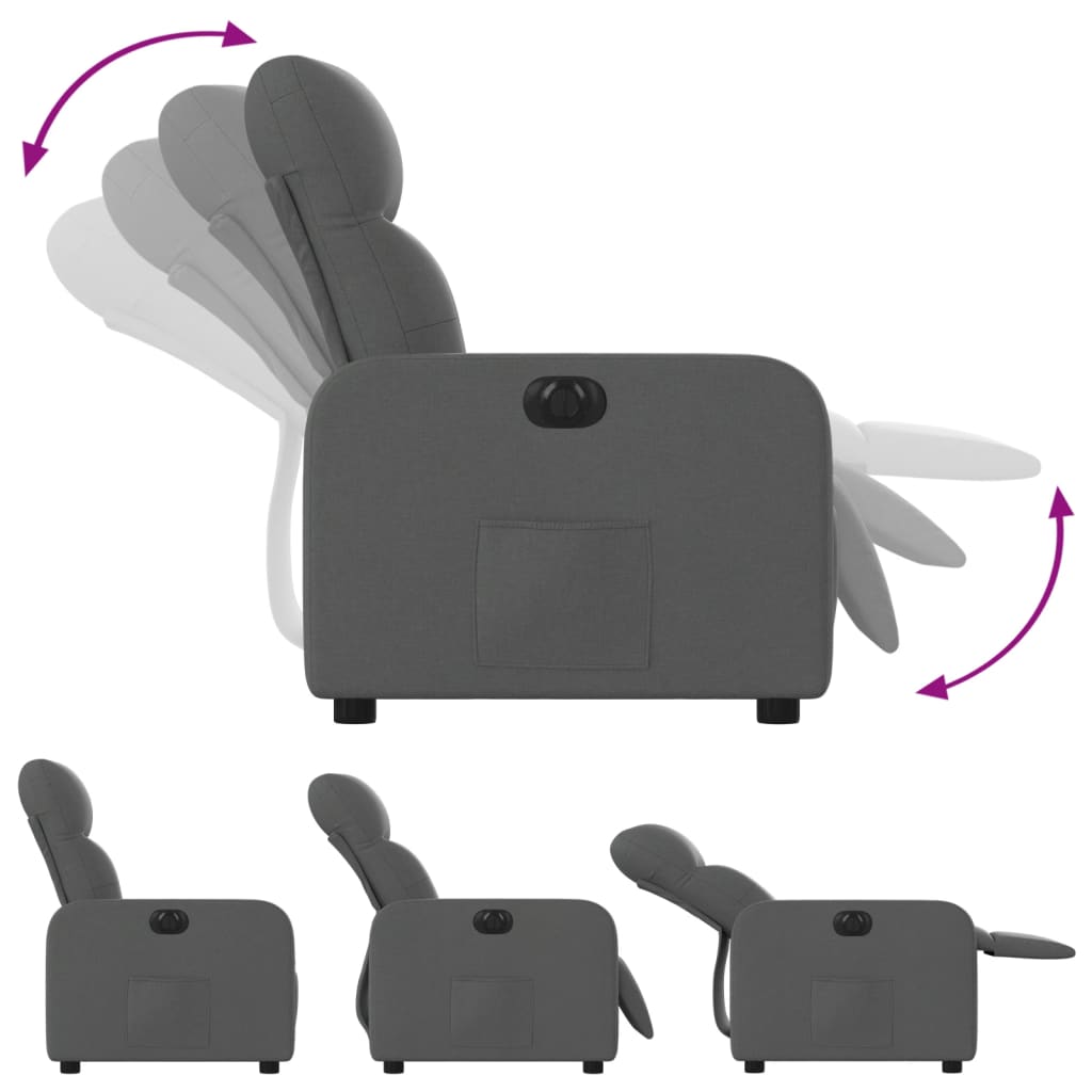 Fauteuil inclinable électrique Gris foncé Tissu Fauteuils vidaXL   