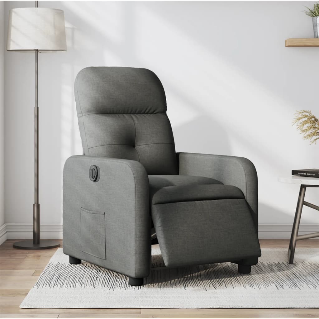 Fauteuil inclinable électrique Gris foncé Tissu Fauteuils vidaXL   