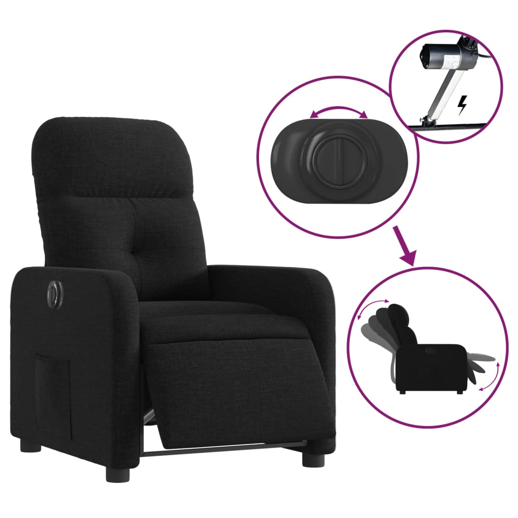 Fauteuil inclinable électrique Noir Tissu Fauteuils vidaXL   