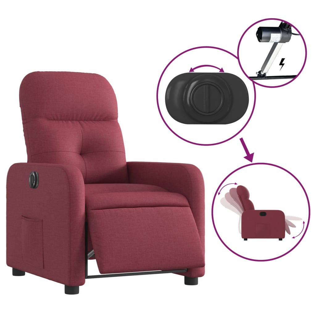 Fauteuil inclinable électrique Rouge bordeaux Tissu - Xios Store SNC