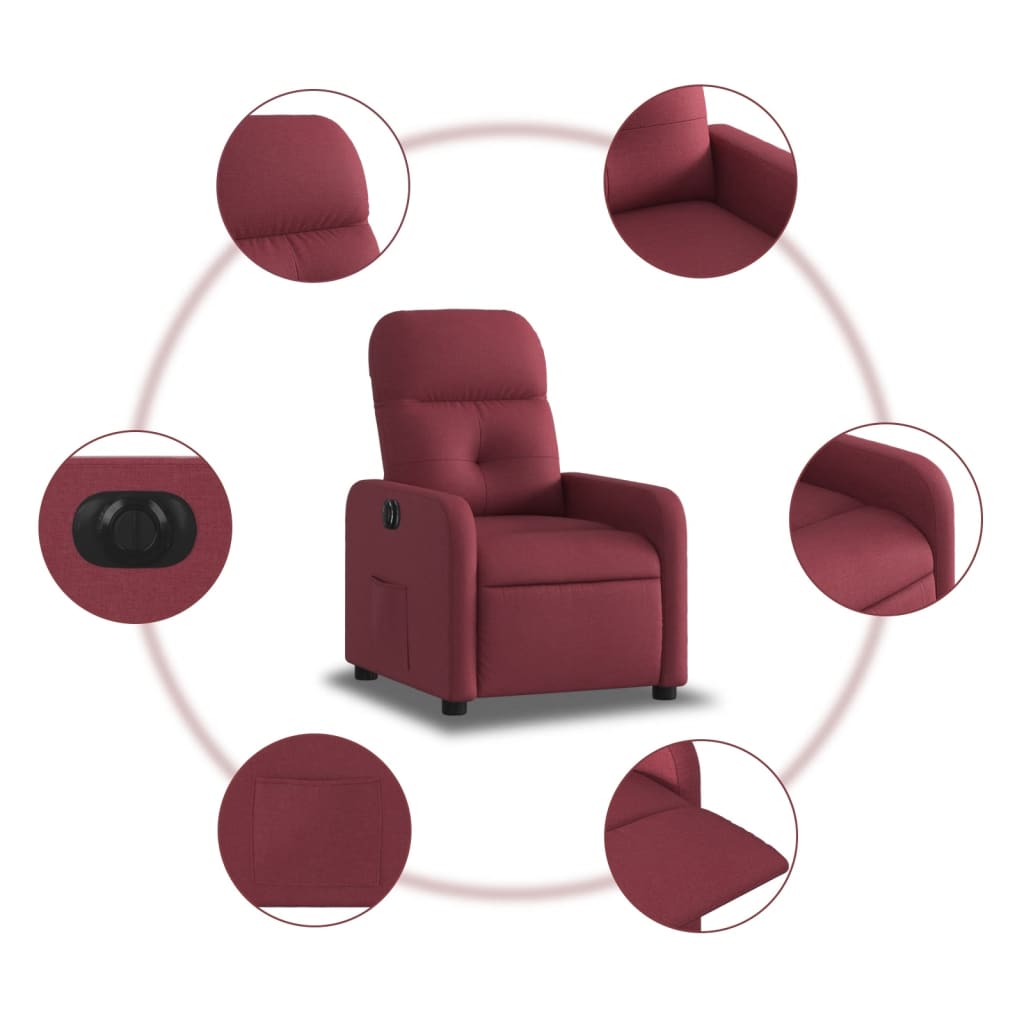 Fauteuil inclinable électrique Rouge bordeaux Tissu - Xios Store SNC