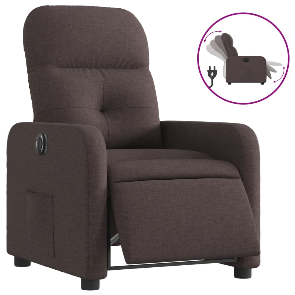 Fauteuil inclinable électrique Marron foncé Tissu - Xios Store SNC