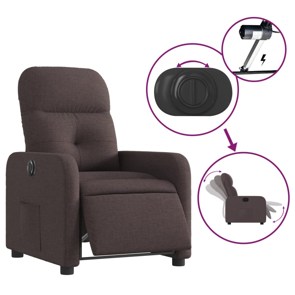 Fauteuil inclinable électrique Marron foncé Tissu - Xios Store SNC