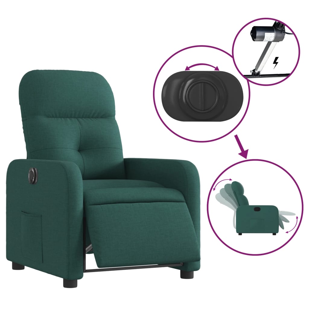 Fauteuil inclinable électrique Vert foncé Tissu - Xios Store SNC