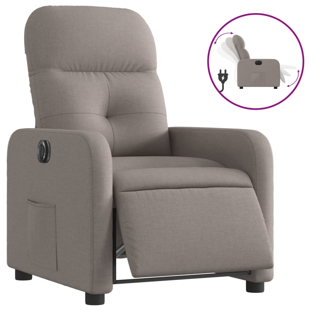 Fauteuil inclinable électrique Taupe Tissu Fauteuils vidaXL   