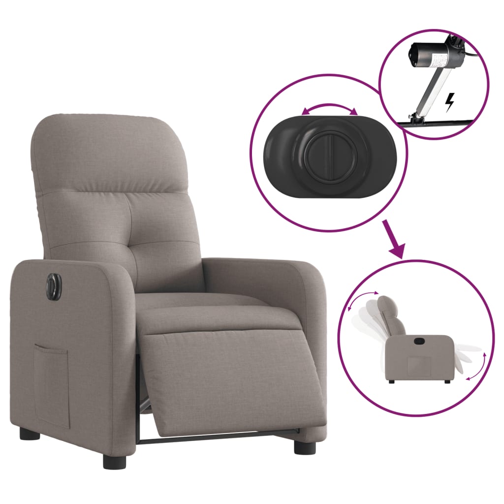 Fauteuil inclinable électrique Taupe Tissu Fauteuils vidaXL   