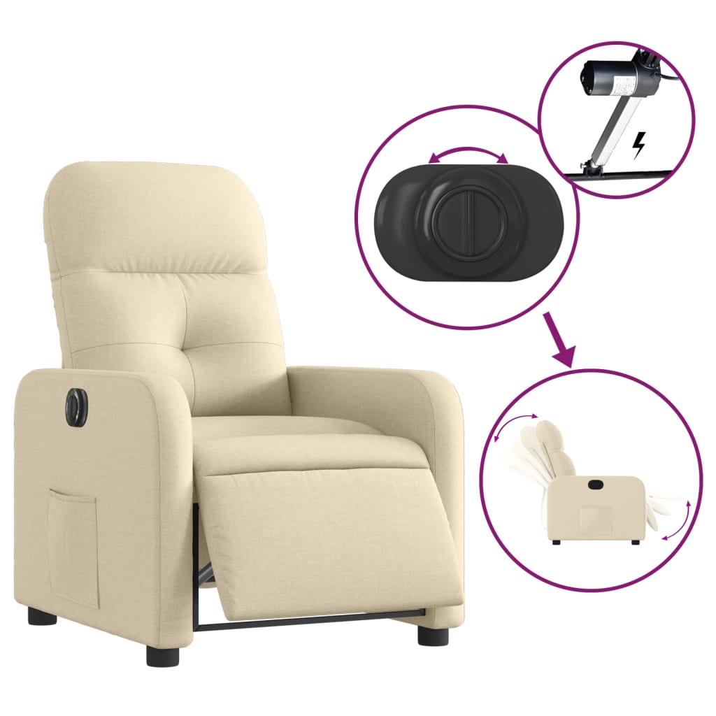 Fauteuil inclinable électrique Crème Tissu - Xios Store SNC